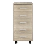 Caisson à roulettes mobile avec 5 tiroirs en MDF 63 cm beige 03_0001246
