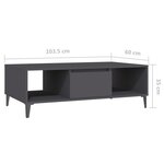 vidaXL Table basse gris 103 5x60x35 cm bois d'ingénierie
