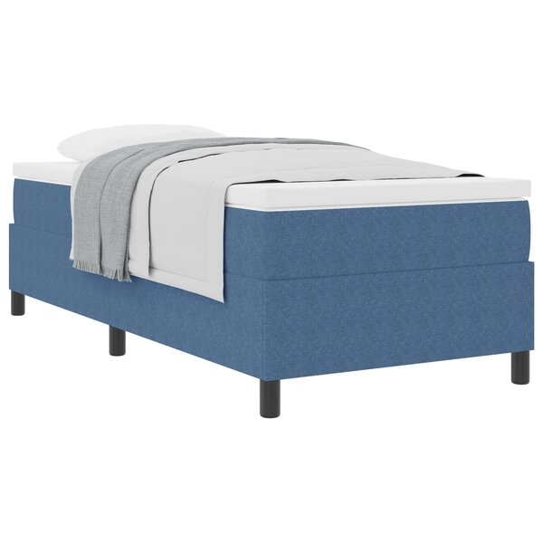 vidaXL Lit à ressort avec matelas bleu en tissu de corduroy