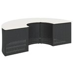 vidaXL Salon de jardin 2 Pièces demi-rond noir résine tressée