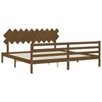 vidaXL Cadre de lit avec tête de lit marron miel 200x200cm bois massif