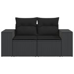 vidaXL Canapé de jardin avec coussins 2 places noir résine tressée