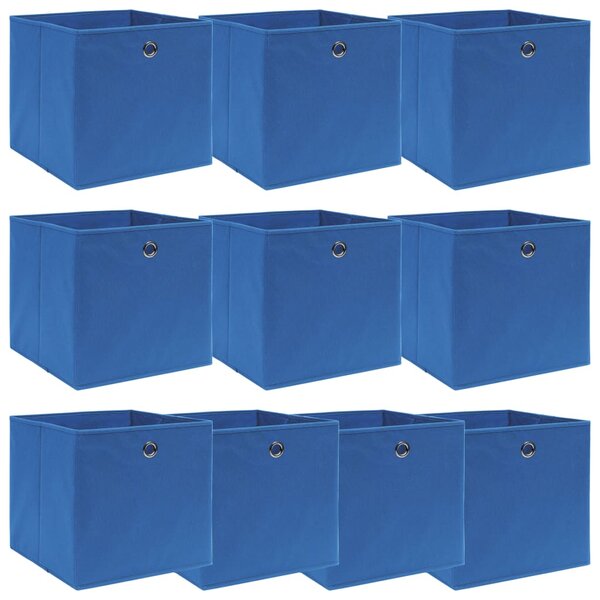 vidaXL Boîtes de rangement 10 Pièces Bleu 32x32x32 cm Tissu