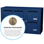 Bloc collectif leabox.com  3x2  grade 3  simple face  Intérieur  fixation murale  Bleu Saphir RAL 5003 finition brillante