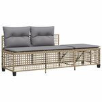 vidaXL Salon de jardin d'angle avec coussins 3Pièces mélange beige rotin