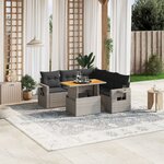 vidaXL Salon de jardin 6 Pièces avec coussins gris résine tressée