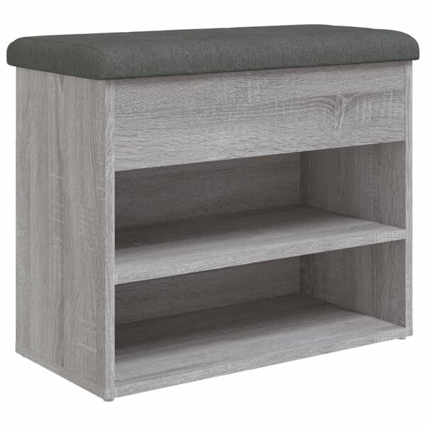 vidaXL Banc à chaussures sonoma gris 62x32x50 cm bois d'ingénierie