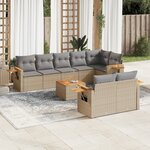 vidaXL Salon de jardin 9 Pièces avec coussins gris résine tressée
