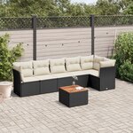 vidaXL Salon de jardin 7 Pièces avec coussins noir résine tressée