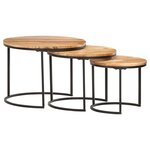 vidaXL Tables gigognes 3 Pièces Bois d'acacia massif