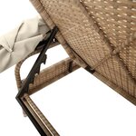 vidaXL Chaise longue avec auvent et table beige résine tressée
