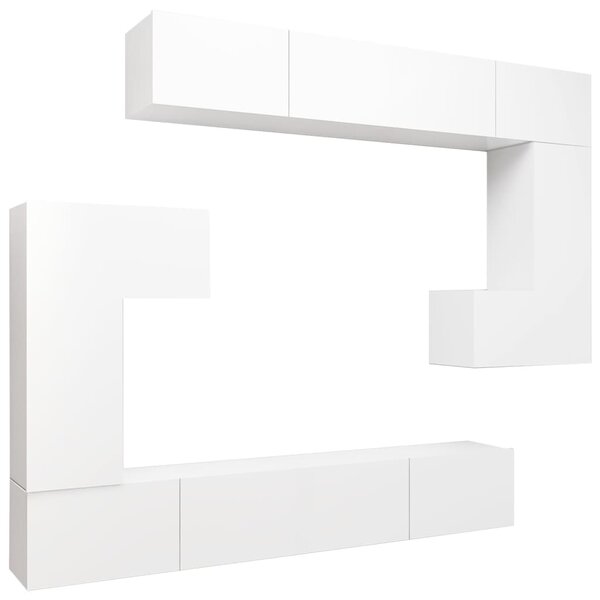 vidaXL Ensemble de meubles TV 8 Pièces Blanc Bois d'ingénierie