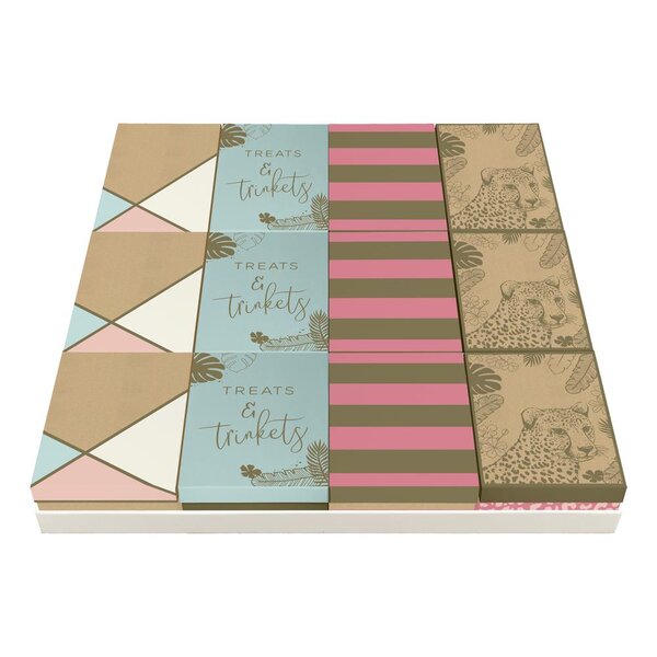 Set de 12 boîtes cadeaux 'wild day' assorties  8 5x11 5x5 8cm x 3 clairefontaine