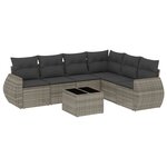 vidaXL Salon de jardin avec coussins 7 Pièces gris résine tressée