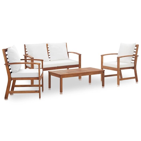 vidaXL Salon de jardin avec coussins 4 Pièces Bois d'acacia solide
