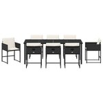 vidaXL Ensemble de Salle à Manger de Jardin 9 Pièces avec Coussins - Rattan Poly Noir