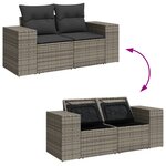 Ensemble de canapé de jardin 9 pièces avec coussins gris Poly Rotin Acacia