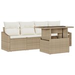 vidaXL Set de canapé de jardin 5 pièces avec coussins en rotin poly beige