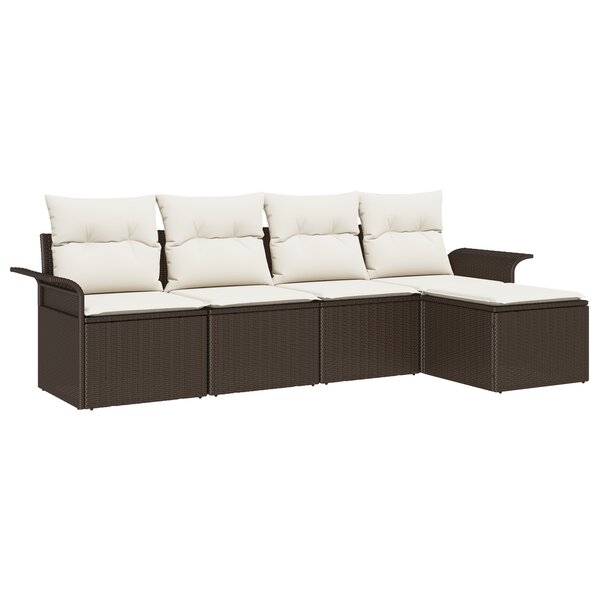 Ensemble de Canapés de Jardin vidaXL 5 pièces avec Coussins Marron en Poly Rattan