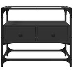 vidaXL Meuble TV et dessus en verre noir 60x35x51 cm bois d'ingénierie