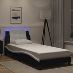 vidaXL Cadre de lit avec LED sans matelas noir et blanc 100x200 cm