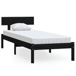 vidaXL Cadre de lit Noir Bois massif 75x190 cm Petit simple
