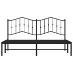 vidaXL Cadre de lit métal sans matelas et tête de lit noir 180x200 cm