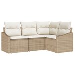 vidaXL Ensemble de canapé de jardin 4 pièces avec coussins en poly rattan beige