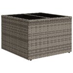 vidaXL Table de jardin dessus en verre gris 55x55x37 cm résine tressée
