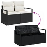Ensemble de canapé de jardin 5 pièces avec coussins Noir Poly Rattan