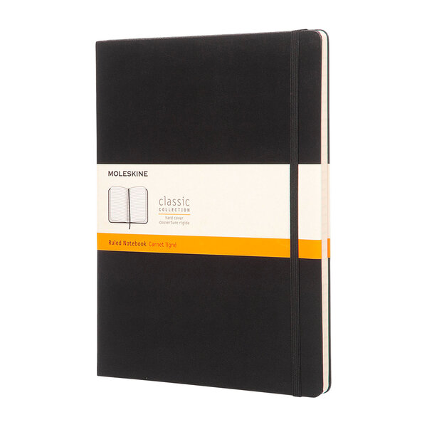 Carnet piqué moleskine rigide 19 x 25 cm ivoire -  ligné - 192 pages