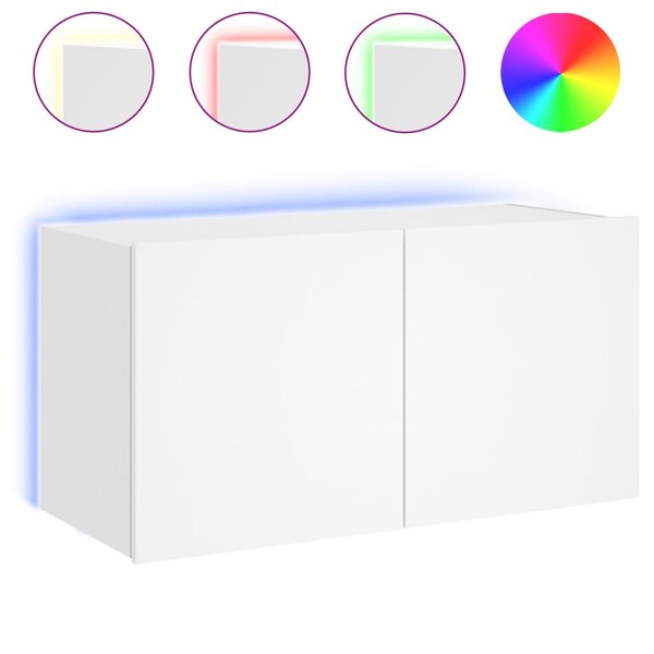 vidaXL Meuble TV mural avec lumières LED blanc 80x35x41 cm