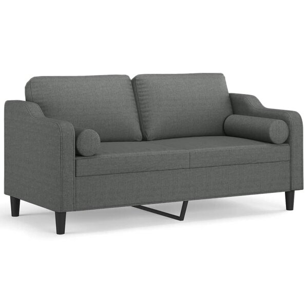 vidaXL Canapé 2 places avec oreillers gris foncé 140 cm tissu