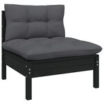 Salon de jardin meuble d'extérieur ensemble de mobilier 7 pièces avec coussins noir bois de pin massif 02_0017251