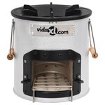 vidaXL Poêle à bois de camping Argenté 45x25x26 cm Acier