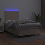vidaXL Sommier à lattes de lit avec matelas LED cappuccino 120x190 cm