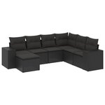 vidaXL Salon de jardin 7 Pièces avec coussins noir résine tressée