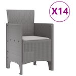 Ensemble de salle à manger de jardin vidaXL 15 pièces avec coussins Gris clair Poly Rattan