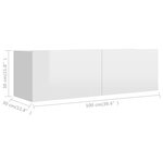 vidaXL Meuble TV Blanc brillant 100x30x30 cm Bois d’ingénierie