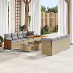 Ensemble de Canapés de Jardin vidaXL 11 Pièces avec Coussins Beige Poly Rattan Acacia