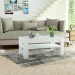vidaXL Table basse bois d'ingénierie 110x65x48 cm Blanc