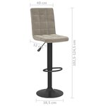 vidaXL Tabouret de bar Gris clair Velours