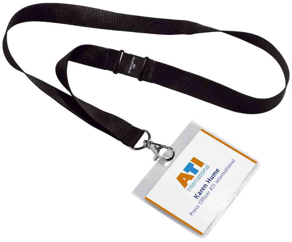 Badge 90x60mm avec lacet textile Noir Lot de 5 DURABLE