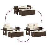 vidaXL Banc inclinable de jardin avec coussins marron résine tressée