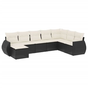 vidaXL Salon de jardin 8 Pièces avec coussins noir résine tressée