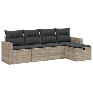 vidaXL Salon de jardin 5 Pièces avec coussins gris clair résine tressée
