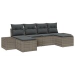 vidaXL Ensemble de canapé de jardin de 6 pièces avec coussins gris en poly rotin