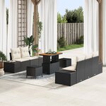 Ensemble de Canapé de Jardin 8 Pièces vidaXL avec Coussins Noir Rattan Acacia