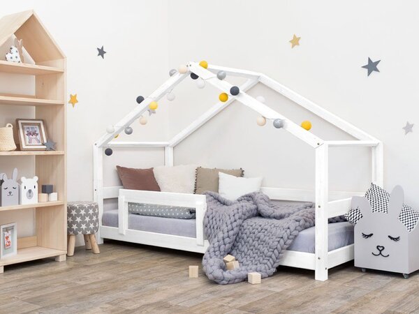 Lit cabane enfant en bois massif Blanc - 120 x 200 cm