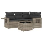 vidaXL Salon de jardin 5 Pièces avec coussins gris clair résine tressée